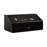 Klarstein Old Marshall - Estuche bobinadora para Relojes, Caja para Relojes, 10 Relojes, 2 Bobinas con 2 Soportes c/u, Rotación bidireccional, Modos Preprogramados, Silencioso, Negro