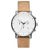 MVMT Reloj de pulsera para hombre, esfera blanca, correa de piel de color marrón claro - MC01WT