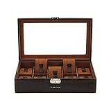 Friedrich 23 20086-3 - Caja para Reloj Unisex con Tapa de Cristal para 4 Relojes, plástico, marrón