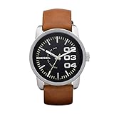 Diesel Reloj de Tres Manecillas para Hombre, Double Down 46, Reloj de Acero Inoxidable con Caja de 53 mm, Marrón