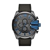 Diesel Reloj para hombre Mega Chief, movimiento Cronógrafo, caja 51 mm Acero Inoxidable Gunmetal con correa de Nylon, Silicona, DZ4500