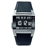 Junghans 026/2801.00 - Reloj digital de caballero de cuarzo con correa de goma negra (alarma, luz, cronómetro, alarma) - sumergible a 50 metros