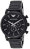 Emporio Armani Reloj de Cuarzo con cronógrafo y Negro Hombre Pulsera de Acero Inoxidable AR1895