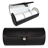 Estuche Organizador de Relojes para Viaje - Rollo de Piel sintética (Negro) - por CASE ELEGANCE