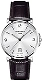 Certina DS Caimano - Reloj (Reloj de Pulsera, Masculino, Acero, Plata, Cuero, Negro)