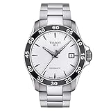 Reloj Tissot V8 automático para hombre, plateado y bisel gris, ref. T1064071103100.